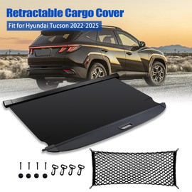 Tesmirror Cargo Cover for Hyundai Tucson 2025 - Rear Cargo Cover Compatible with Tucson 2022-2025 Rear Trunk Security Shade Privacy Security Shield Shade for Tucson Accessories, with Cargo Net