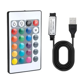 5V 24 Key IR Remote Controller for 5050 2835 RGB LED Light Strips USB Inline, DC 5V Led Strip Remote 1m USB Powered,16 Colors, 5 Light Modes, Flash, Strobe, Fade, RGB Smooth, Static for Home Lighting