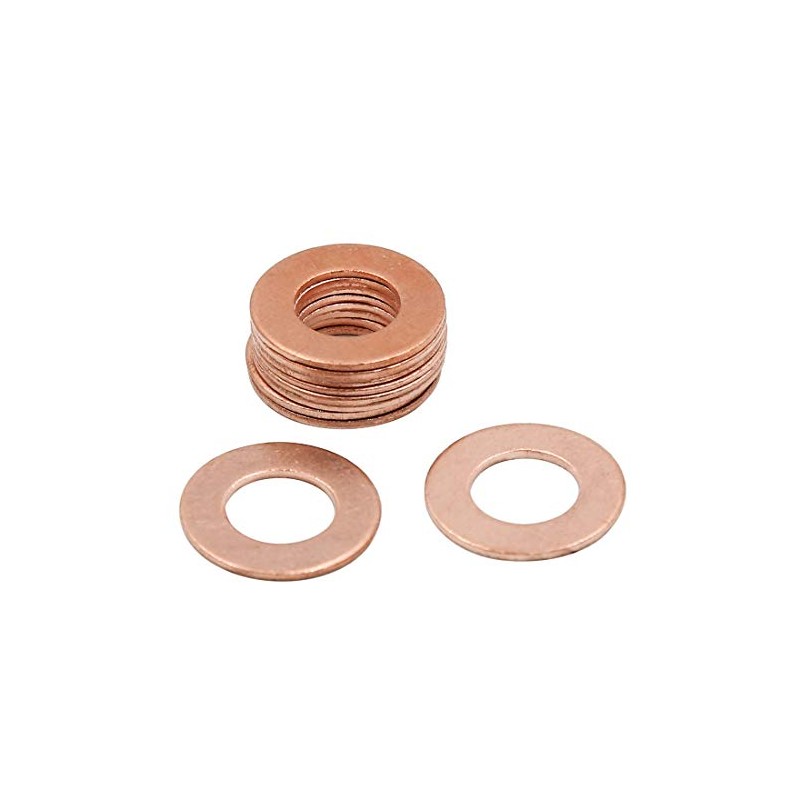 sourcing map 10 Pcs 10mm Inner Diameter Copper Washers Flat