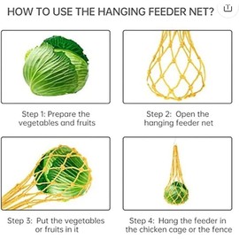 Crovakeu 4PCS Hanging Chicken Feeder – Poultry Fruit & Vegetable Mesh Bag Holder for Chickens, Hens, Ducks & Large Birds – Durable Hanging Feeding Solution for Poultry Farms