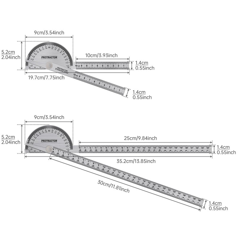 Smgda Protractor, 3.9 inches (10 cm) / 11.8 inches (10