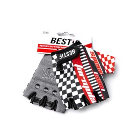 Bestif Children's Cycling Gloves for Boys and Girls, Fingerless Cycling Gloves, Half Finger, Hook and Loop, Gel Padding, black, XXS/XS