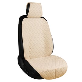 ENOGE Car Seat Cover, Front Car Seat Covers, Driver Seat Protector with Soft & Breathable Cloth Fabric for All Seasons Universal Fits Most Automotive, Van, SUV, Truck (Beige, 1 Front)