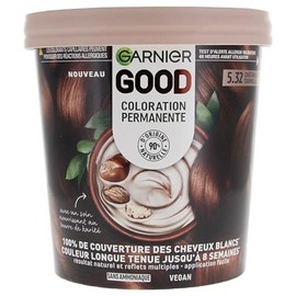 Garnier - Permanent Hair Colour - Ammonia Free - 90% Natural Ingredients and Vegan Formula - Shea Butter - 100% White Hair Coverage - Golden Brown Cinnamon (5.32) - Good