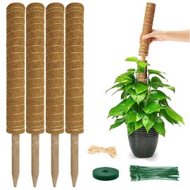 YAWAHOME Moss Pole Monstera Plant Support - 4 Pack 17 inch Stackable Plant Stake Coco Coir Poles Sticks Plant Stand House Plants Accessories for Indoor Climbing Potted Live Plants, Pothos, Philodendron