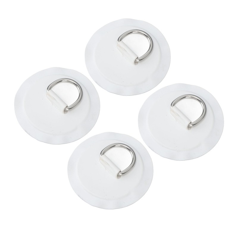 4PCS D Ring Patch PVC Round Shape Strong Stainless Steel