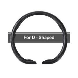 West Llama Flat Bottom Car Steering Wheel Cover,D-Shaped Carbon Fiber Steering Wheel Wrap,Universal 14.5-15 Inch,Fit Cars,SUVs,Trucks(Black-D-Shaped)