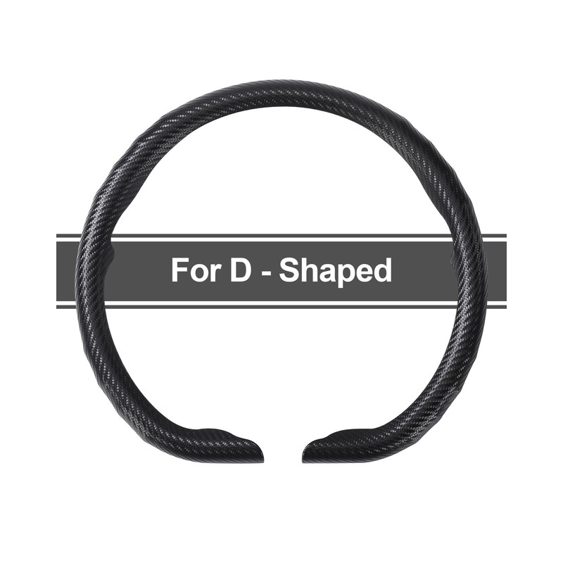 West Llama Flat Bottom Car Steering Wheel Cover,D-Shaped Carbon Fiber