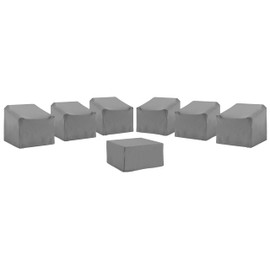 Crosley Furniture Patio Furniture Covers, Waterproof 7-Piece Cover Set for Outdoor Sectional Sofa Sets, Gray