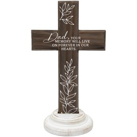 The Bridge Collection Memorial Cross With “Dad, Your Memory Will Live On” Message - Decorative Sympathy Gift For Loss Of Father - Comforting Remembrance Piece