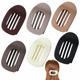 Eastrise 6 Pack Flat Hair Clips for Women,Flat Claw Clips for Thick Hair, Ergonomic Curved Hair Claw Clips for Thick Thin Curly Hair, Strong Hold (Style A/6 Pcs)