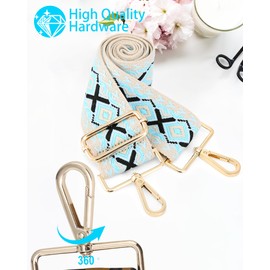 Purse Strap Women's Crossbody Handbags - Purse Straps Replacement Crossbody for Purse, Jacquard Weave Shoulder Strap for Guitar Purse, Camera Bag Purse, Tote Bag, Gift for Her, Blue