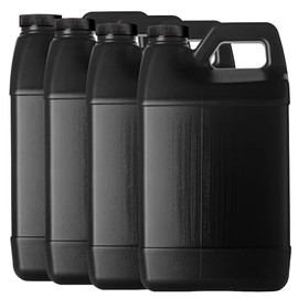 DMSOSTORE Black 1 Gallon Empty Plastic (HDPE) F-Style Jug | 38/400 Neck with Ribbed Cap (128oz) (4 pack)
