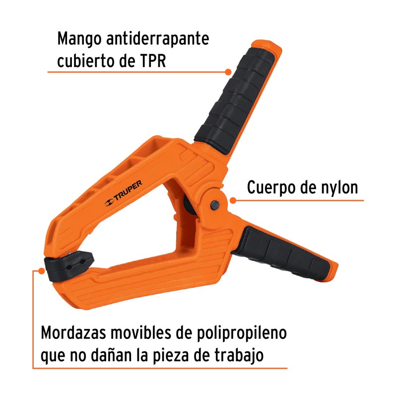 Truper PRE-8, Prensa de resorte 8", cuerpo de nylon