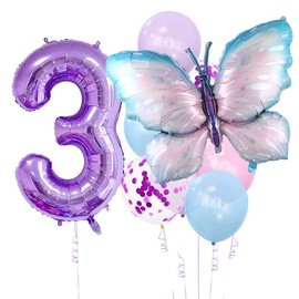 Butterfly Birthday Decorations, Pack of 9 Giant Colourful Butterfly Balloons, Butterfly Party Decorations Accessories for Girls (Butterfly 3)
