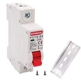 smseace Low-Voltage DC Miniature Circuit Breaker, 16A 1P 250V DIN Rail Mounted Miniature Air Circuit Breaker, Suitable for Solar Panels Grid System.FCY8-63-C16-1P