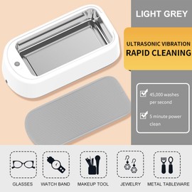 BFKDKG Ultrasonic Jewellery Cleaner Machine, 40W 640ML Portable Household Professional Ultrasonic Glasses Cleaner, Makeup Brush, Ring, Watch Strap, Earring, Necklaces (Grey)