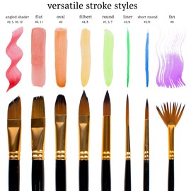 WA Portman 15-pc All-Purpose Professional Paint Brush Set for Acrylic, Watercolor and Oil Paint Brushes Set with Zip-Up Case