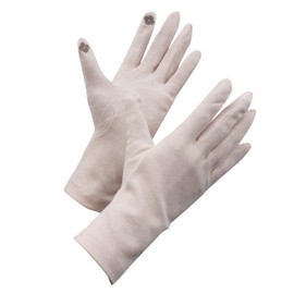 GlovesDEPO Women's Arm Cover, Organic Cotton, Luoyang Dye, Short, Gloves, 5 Finger, Peach Blossom Tan