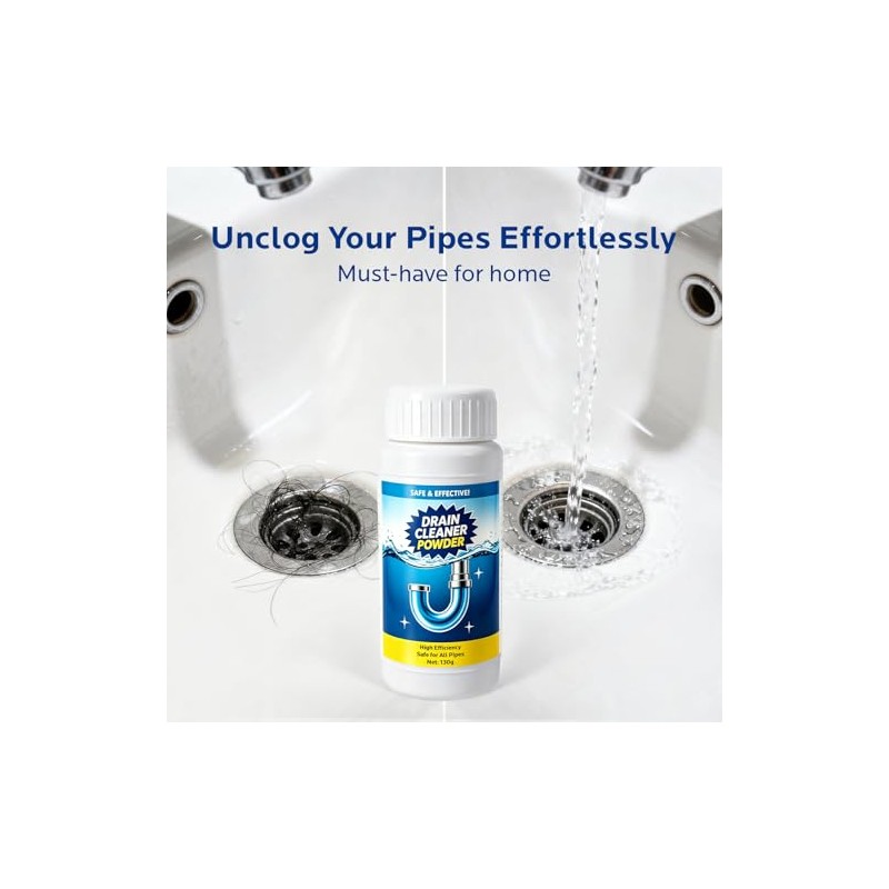 Powerful Drain Cleaner Powder - Clog Remover for Home Plumbing