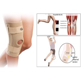 Solace Care Knee Stabiliser Support - Neoprene Open Patella Brace - For Cartliage Collateral Knee Ligament Meniscus Tear ACL Injuries Sports Skiing Snowboarding - Improved Stability (XXL - 46-50 cm)