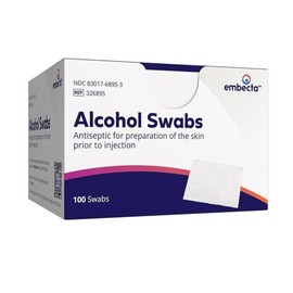 Embecta Alcohol Prep Pads, 70% Isopropyl, Sterile, Foil-Wrapped, Medium 2-Ply – Pack of 2 (100 Swabs Each) – Formerly BD Alcohol Swabs