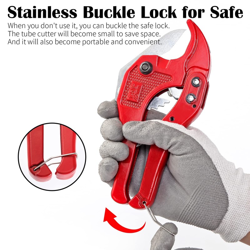 Sharp-tec Plastic Pipe Cutter 3-42mm, Heavy Duty Ratchet PVC Pipe