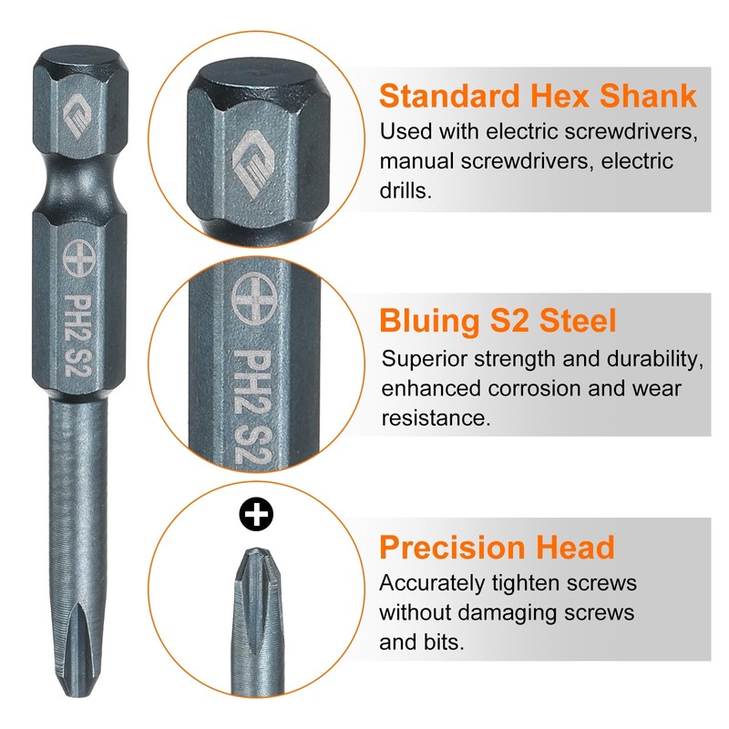 sourcing map #2 Phillips Screwdriver Bit PH2 1/4" Hex Shank