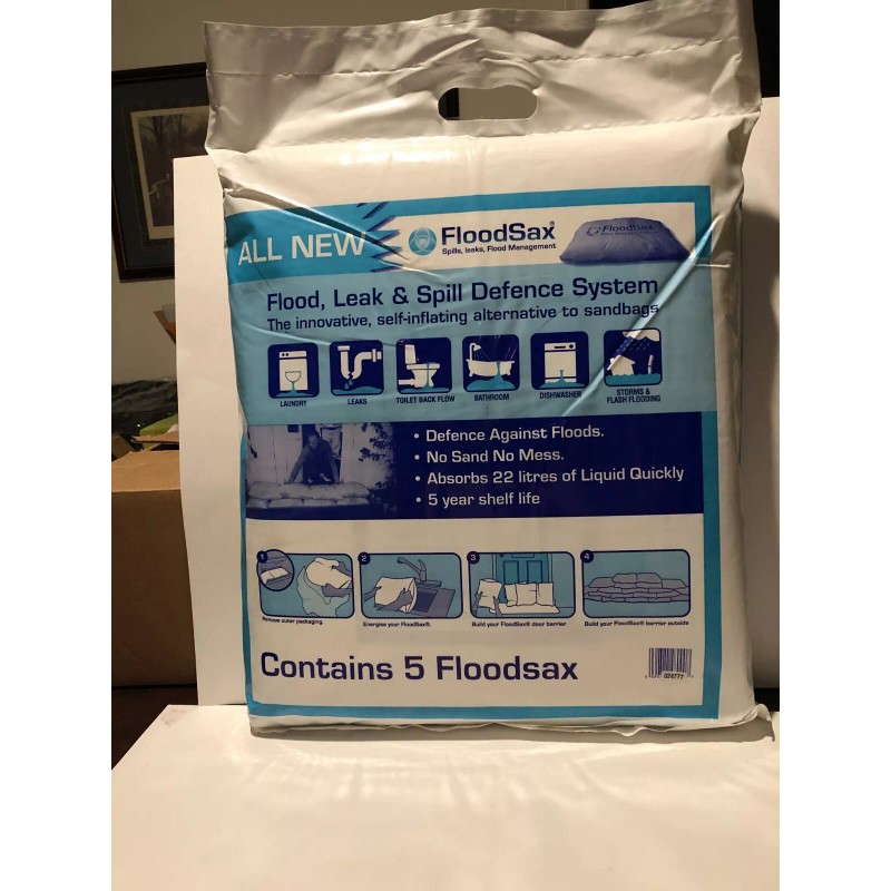 FloodSax 5 Pack FloodSax Self-Inflating Sandless Sandbags Water Absorbent Pads
