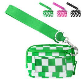 The Iris' Wallet Wristlet Pouch 2nd Gen for Women/Men,Iris Carry All Wallet Zip Card Case with ID Window,Portable Change Coin Purse,Waterproof Nylon Keychain Purse for Travel Daily(Green)