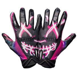 Battle Sports Nightmare Cloaked Wide Receiver Football Gloves - Ultra Grip Gloves, Adult Large