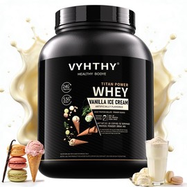 VYHTHY Vanilla ICE Cream Whey Protein Powder - 24g Protein per Serving - 5.5g branched-Chain Amino acids, Less Than 120 Calories, Gluten-Free, Low Sugar, Promotes Recovery (36 oz) - 30 Servings
