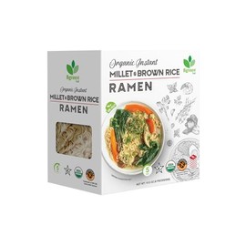 Big Green Organic Food - Organic Instant Millet & Brown Rice Ramen, USDA Organic, Add Directly to Broth, Ready to Eat Meals, Air-Dried, Non-Fried (1 Box)