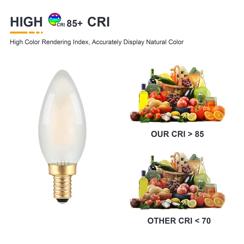 TOKCON Frosted E12 LED Candle Light Bulbs 25W Equivalent- 2W