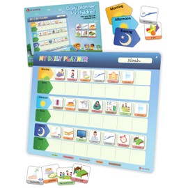 LIKARTO® Visual Schedule for Kids - Routine Chart for Kids - Magnetic Schedule with 147 Magnets - Chore Chart for Children - Morning Evening Bedtime Routine for Toddlers, Autism, ADHD