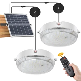 SunBonar Solar Ceiling Lights Indoor Outdoor 2 Pack, Dimmable Daytime 3000K/4000K/6000K Solar Shed Lights with ON/Off Switch & Remote, Waterproof Barn Lights for Home Porch Chicken Coop