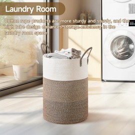 CLHMILY&Z 80L Laundry Basket Round Storage Rope Basket - 16.5x22.5 Inches - Laundry Hamper in Bedreoom and Mutil Storage Bin for Blankets, Toys, and Nursery Essentials