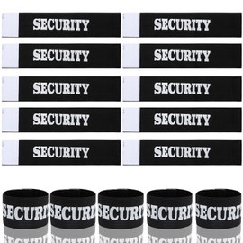 jiawaggag 10-Piece Security Bracelet Set Velcro Strap Black Security Patch Velcro for Sports Events 35 x 7 cm