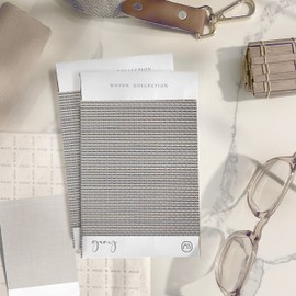 MOOD Custom Bamboo Shades | Woven | Cordless Bamboo Roman Shades for Windows and Doors (Natural Woven) | Woven Gray (Sheer) | Custom Size