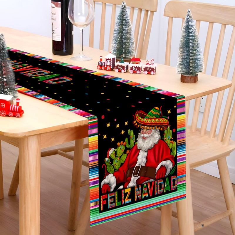 Nepnuser Feliz Navidad Table Runner Mexican Christmas Winter Holiday Party