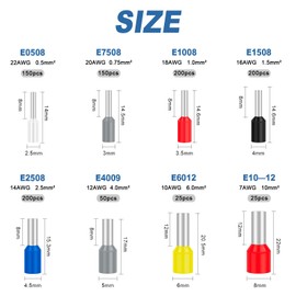 1000 Pcs Wire Ferrules Kit, Hanibos 0.5-10mm² (22-7 AWG) Wire Terminal Ferrules Crimp Connector Insulated Electrical Ferrules 8 Sizes Cord Pin End Terminal Ferrules Kit Terminal Crimp Connectors