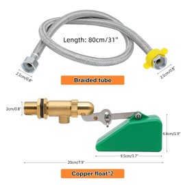 BREUAILY Float Valve 1/2 Inch and Stainless Steel Tube Brass Valve Float Valve with Adjustable Arm Automatic Water Refill for Tank Pool Cattle Sheep Drinks, Pack of 2