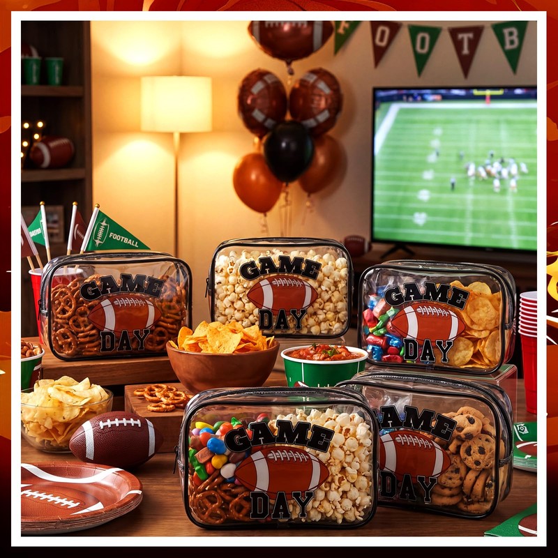 Sunnymove 16 Pcs Football Party Bags PVC Clear Gift Bags