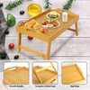MorTime Bed Tray Table with Folding Legs, Bamboo Breakfast Tray
