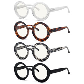 Eyekepper 4 Pack Progressive Multifocus Reading Glasses Women Blue Light Blocking Round No Line Multifocal Readers +2.5