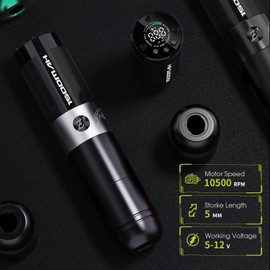 Filter Tattoo Kit - Tattoo Gun Kit Complete with Rotary Tattoo Machine Pen, Extra 1500mAh Battery Power Supply, 20Pcs Tattoo Needles and 8 Color Inks for Beginners and Artists (Freedom Black)