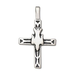 Sterling Silver Christian Descending Dove Cross Pendant