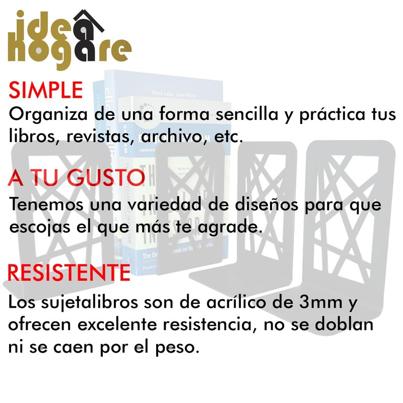 IDEA HOGARE Sujetalibros Organizador Sujeta Libros Figuras Varias 4 Pzas