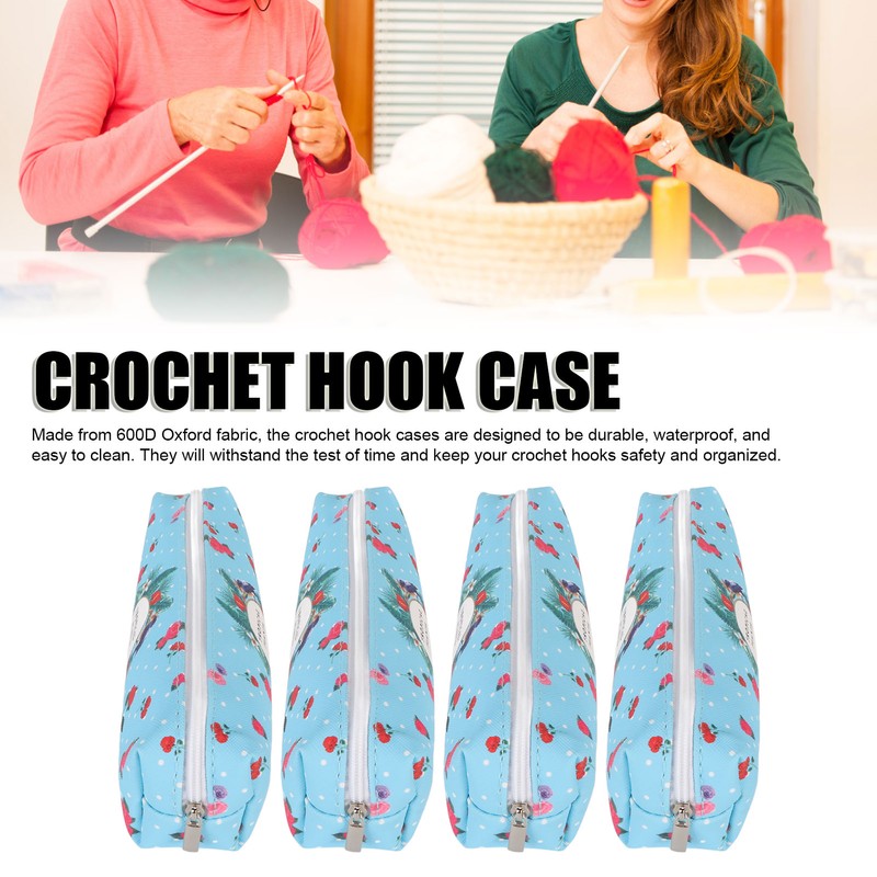 4pcs Crochet Hook Case Waterproof 600D Oxford Fabric Knitting Needle
