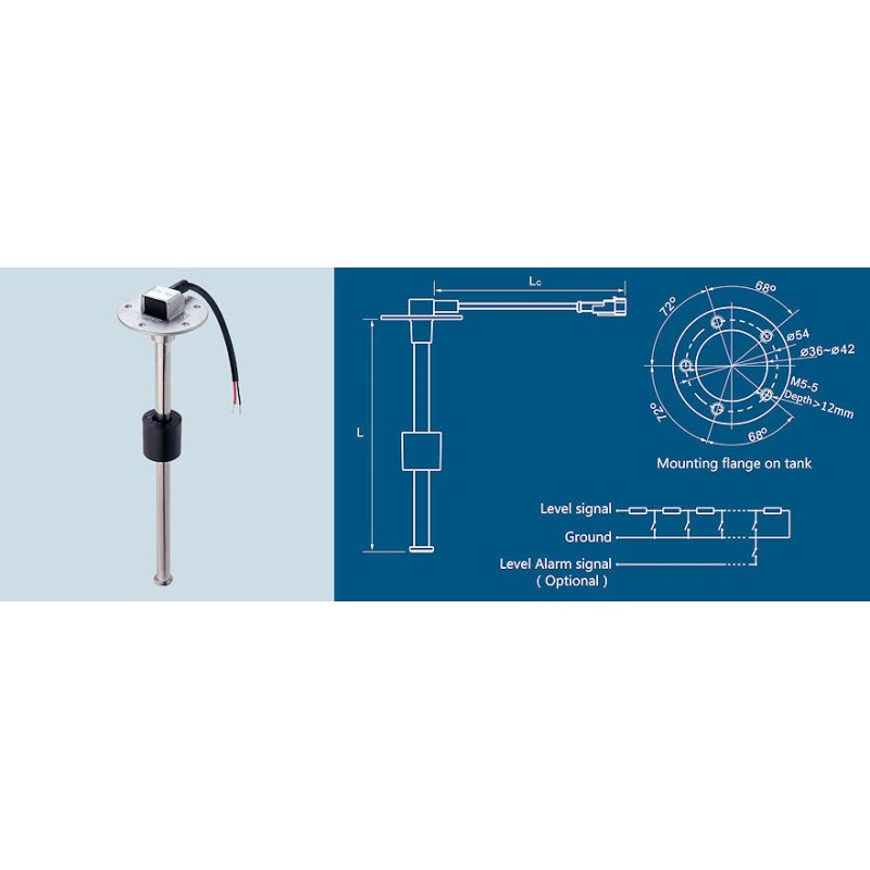 KUS/WEMA marine Fuel Tank Level Sending Unit - KUS /